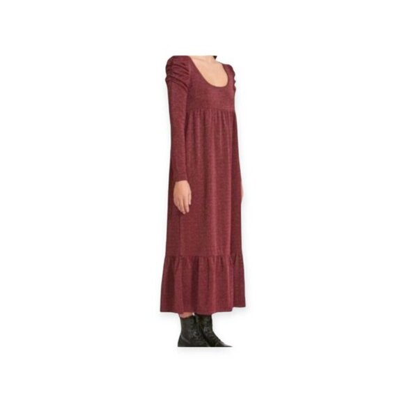 Betsey Johnson Metallic Rib Midi Dress Wine Size S - Picture 3 of 10